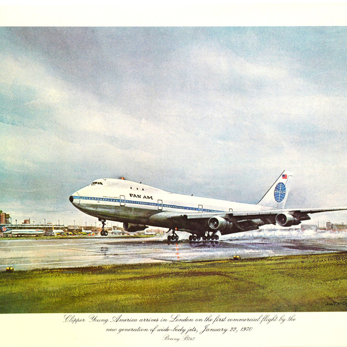 Painting commemorating First Pam-Am Boeing B-747 flight to London